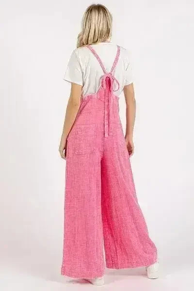 Textured Wide Leg Overalls – Stylish 100% Cotton Jumpsuit | Femstylo