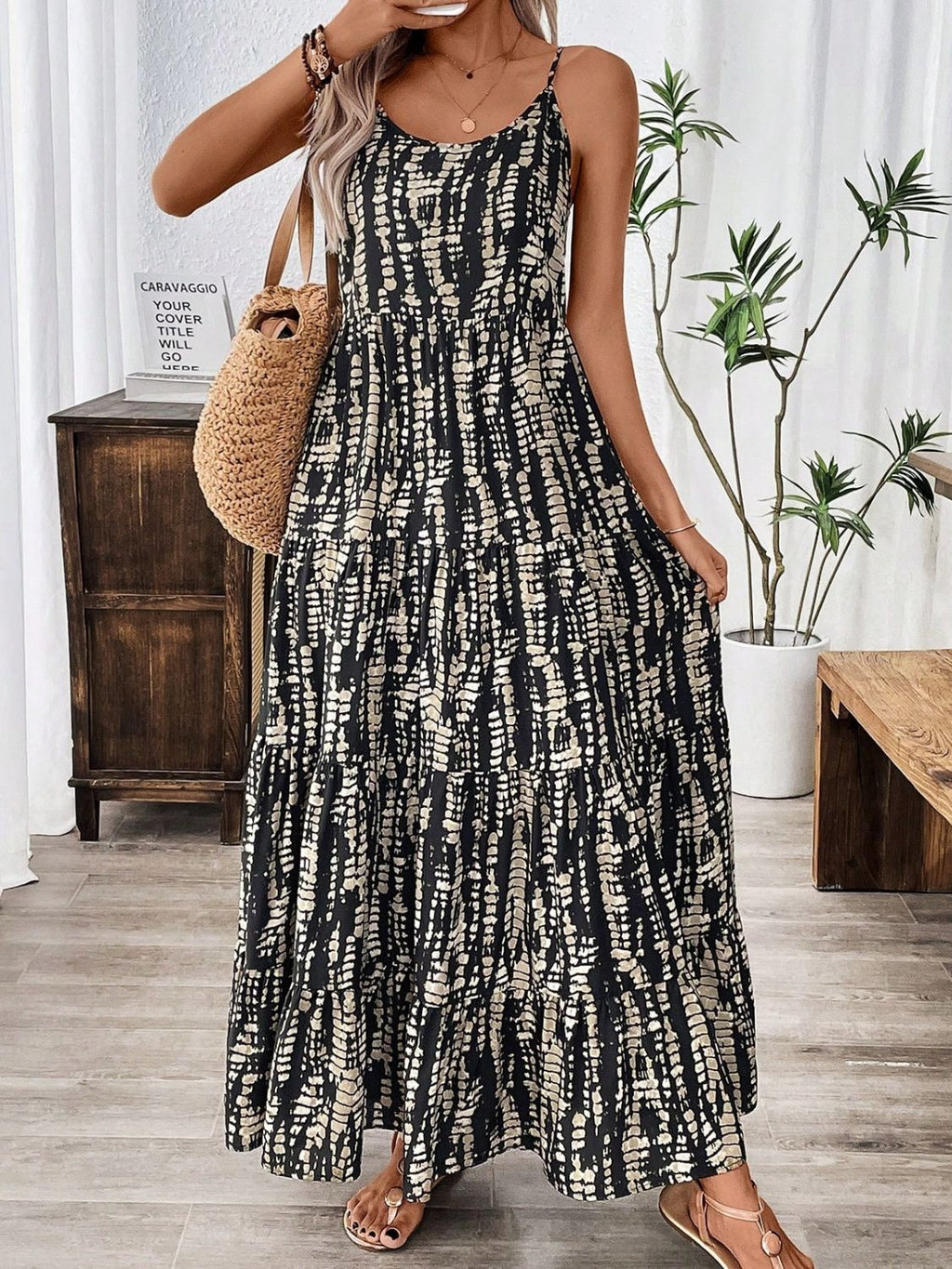 Elegant Black Printed Maxi Dress Chic Charming Long Dress For Women
