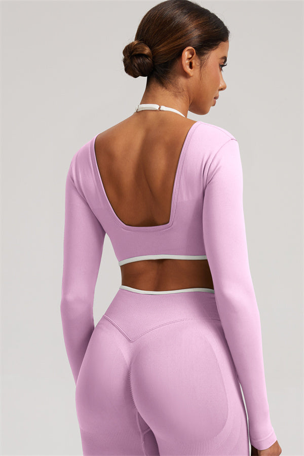 The Elevate Long Sleeve Crop top Shorts 2-Piece Set