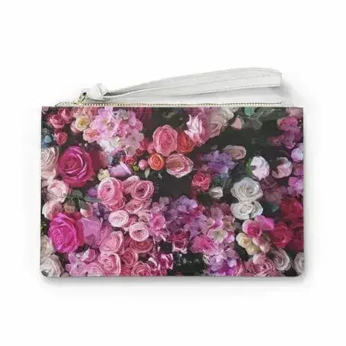 Floral Bouquet Designed Zipped Clutch Bag