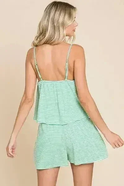 Culture Code Striped Double Flare Romper - Full Size