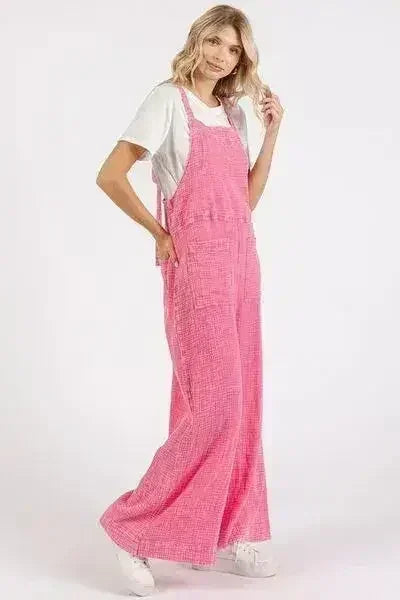 Textured Wide Leg Overalls – Stylish 100% Cotton Jumpsuit | Femstylo