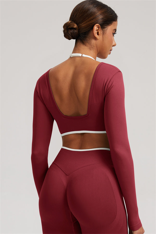 The Elevate Long Sleeve Crop top Shorts 2-Piece Set