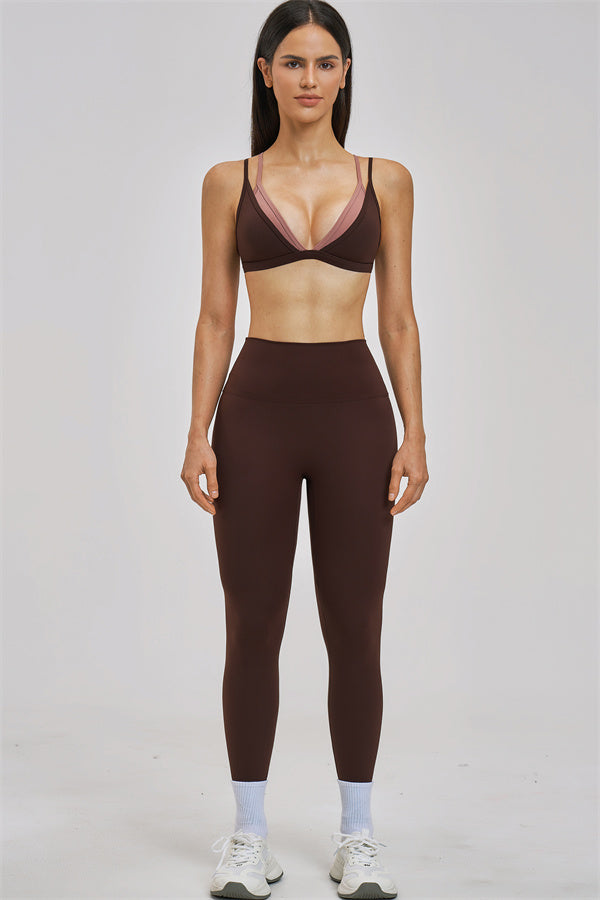 The Seraphine Layered V Sports Bra Leggings 2-Piece Set