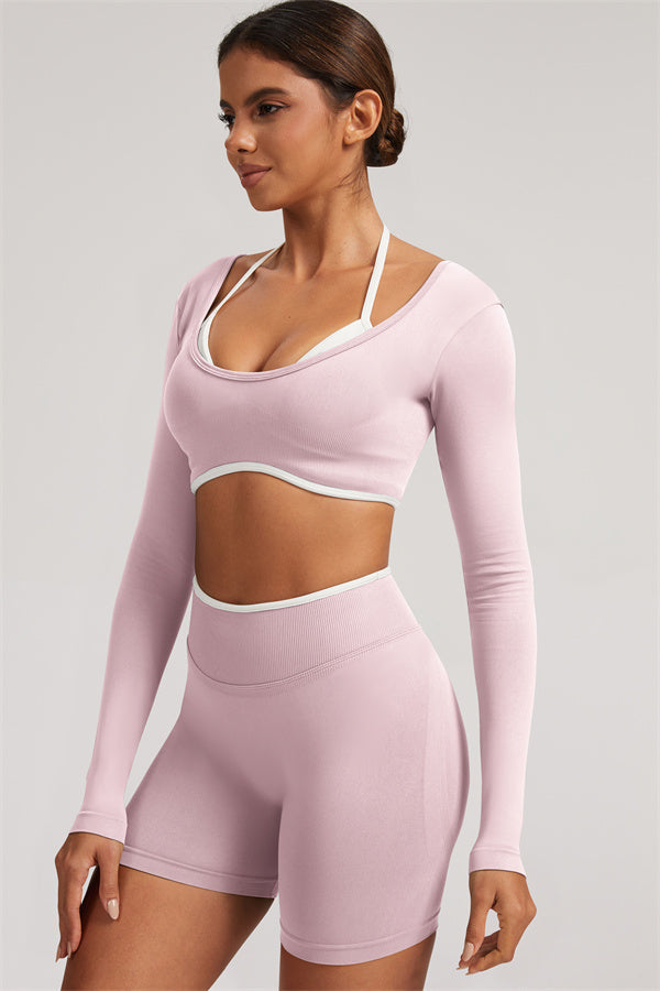 The Elevate Long Sleeve Crop top Shorts 2-Piece Set