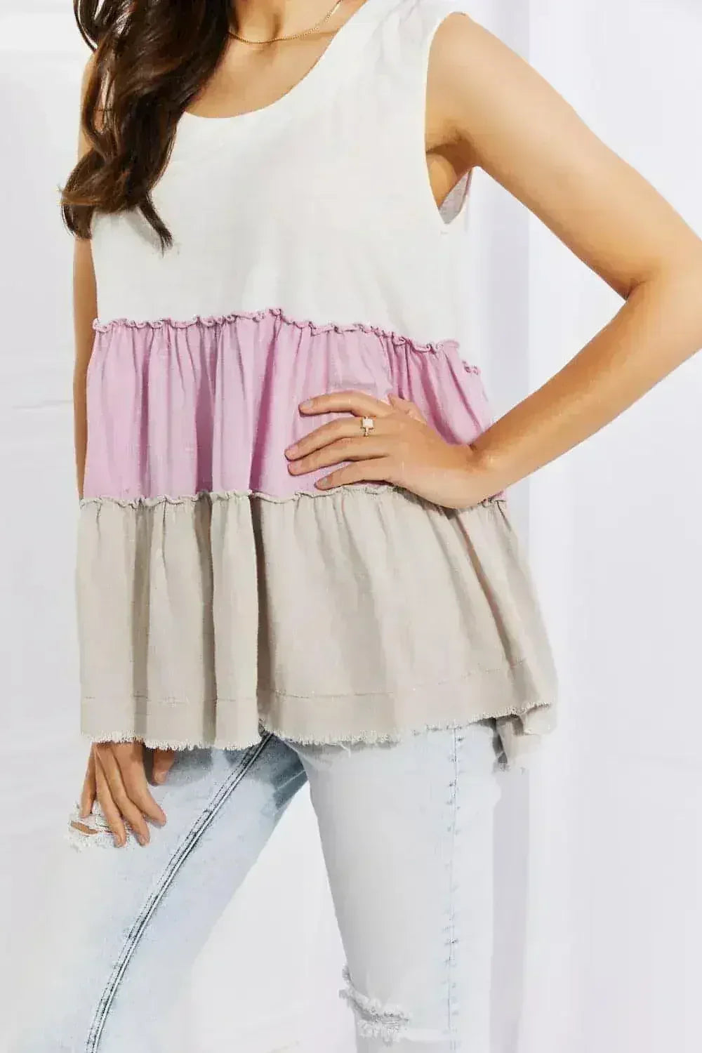 Lavender Color Block Baby doll Top - Sunset Design | Femstylo