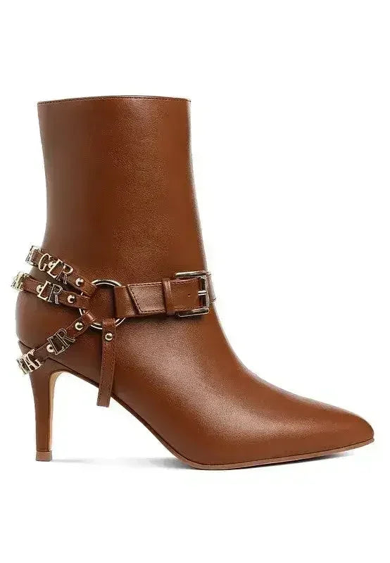 Buckle Harness Stiletto Boots - 3" Heel | Femstylo