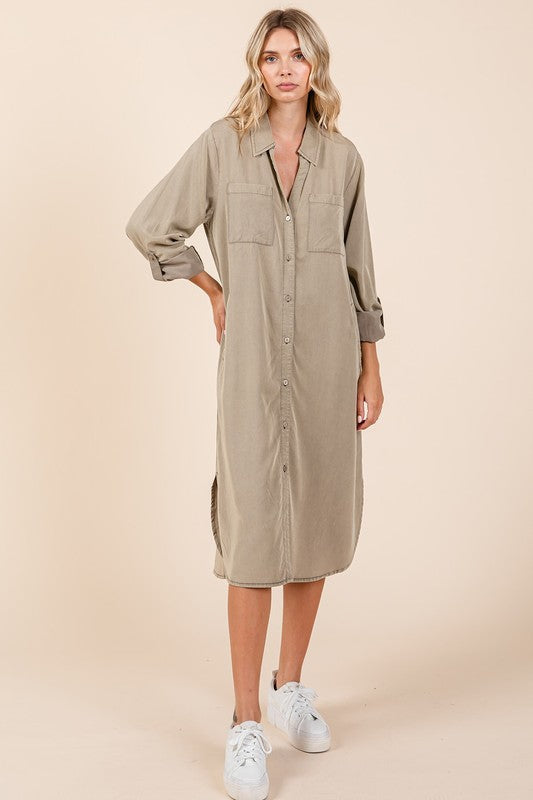 Button Down Long Sleeve Shirt Dress For Women – Timeless, Versatile, Classic, and Sophisticated Wardrobe Essential
