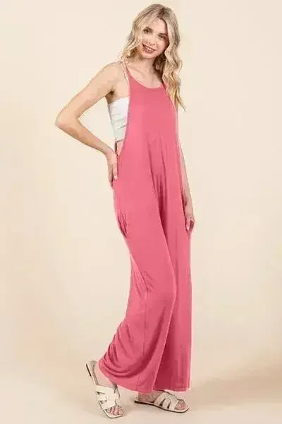 Culture Code Full Size Sleeveless Wide Leg Jumpsuit with Pockets