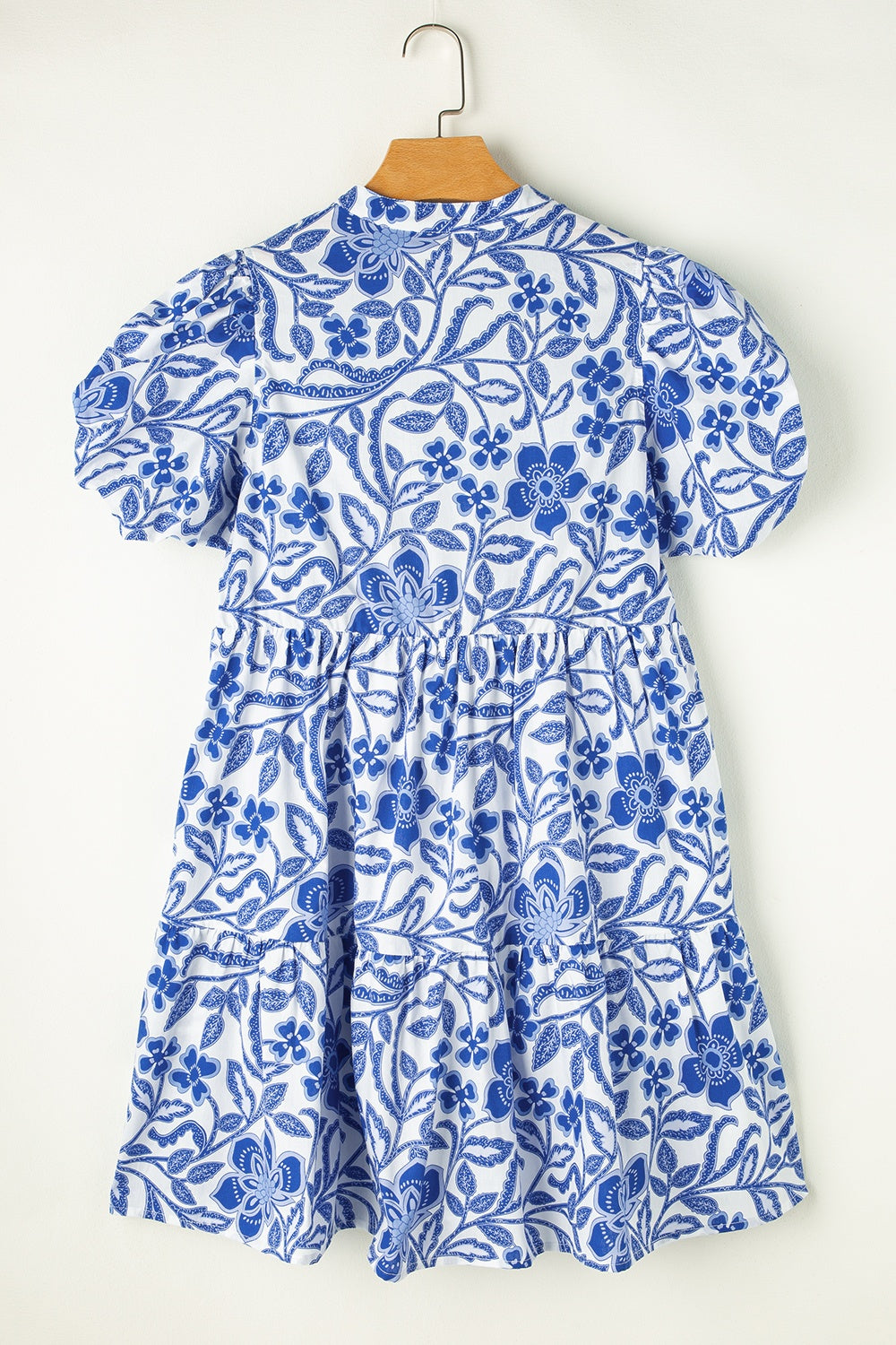 Royal Blue Printed Puff Sleeve Dress Stylish & Feminine Statement Dress For Every Occasion