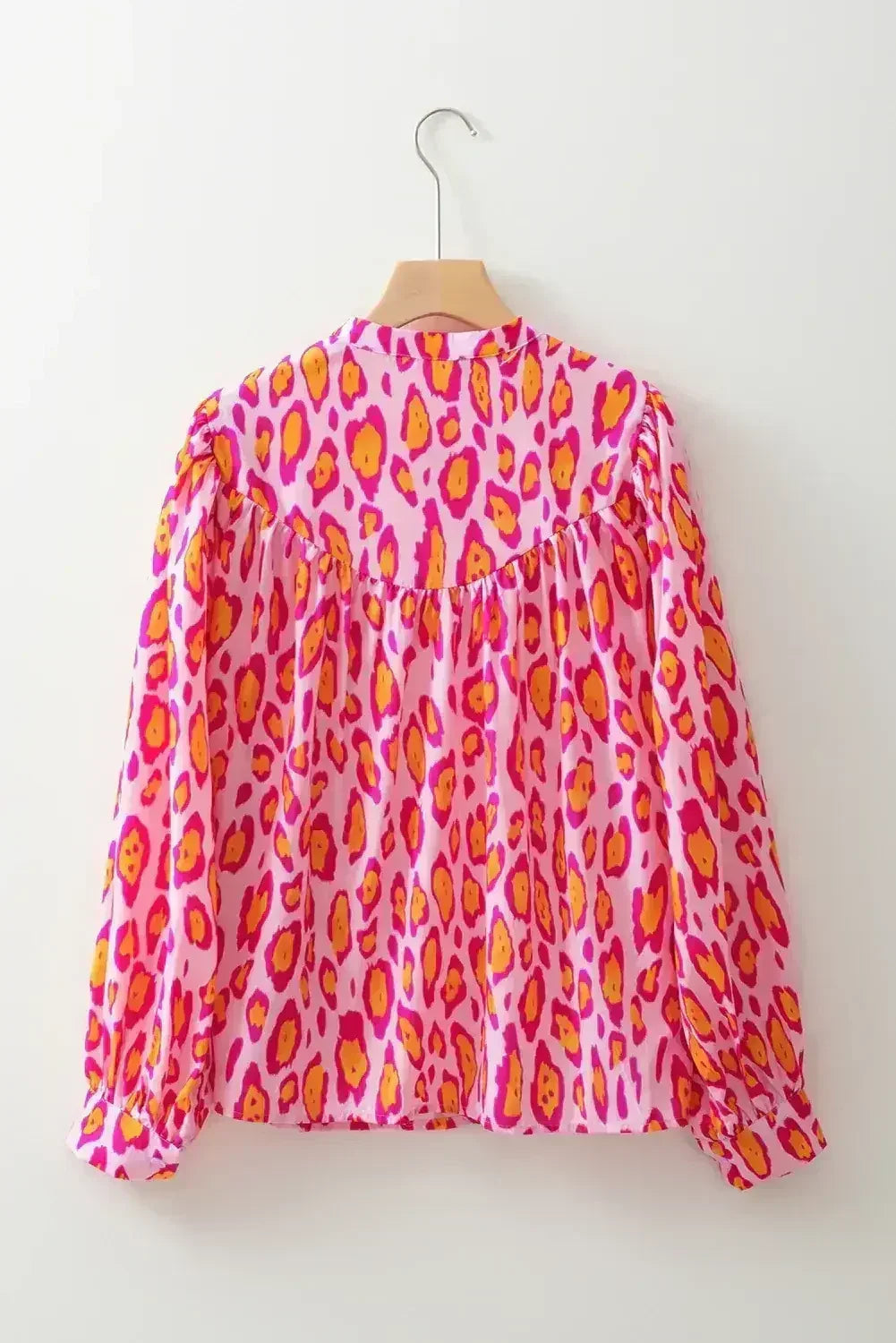 Light Leopard Print Balloon Sleeve Loose Blouse | Femstylo