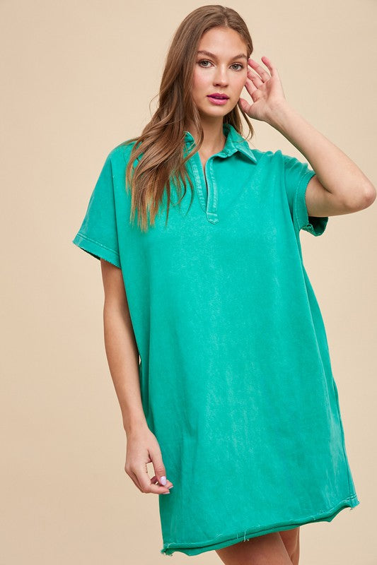 Turquoise Short Sleeve Dress Casual and Comfortable Dress For Women