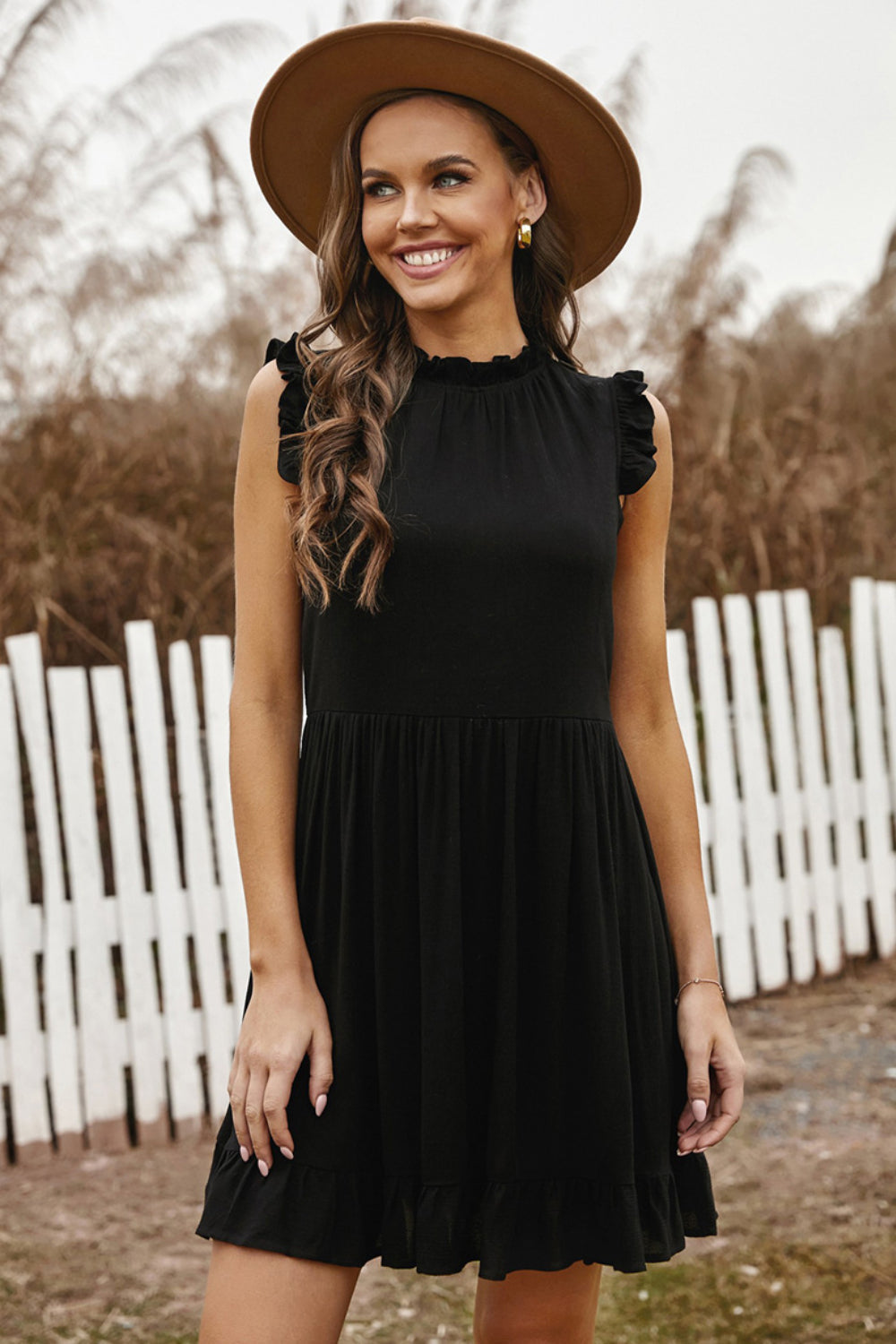 Charmning Ruffled Sleeveless Mini Dress Elegant & Flowy Summer Dress