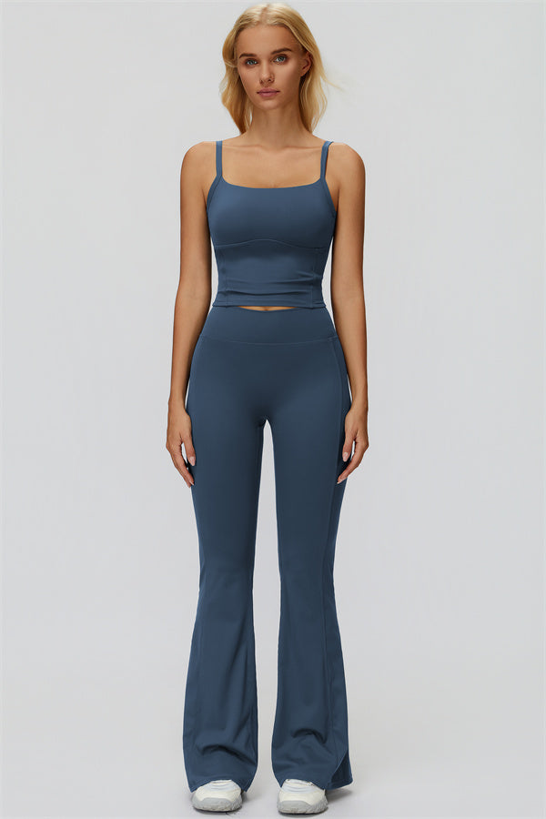 The Fyra Crop Tank Flared Leggings 2-Piece Set