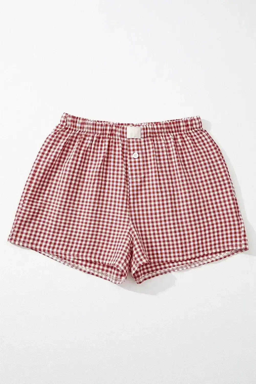 Blue Vintage Gingham Print High Waisted Loose Shorts