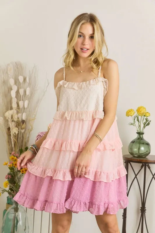 New Swiss Dot Ruffled Tiered Mini Dress For Summer – Feminine, Fluttering, Charming, Playful, Chic & Stylish