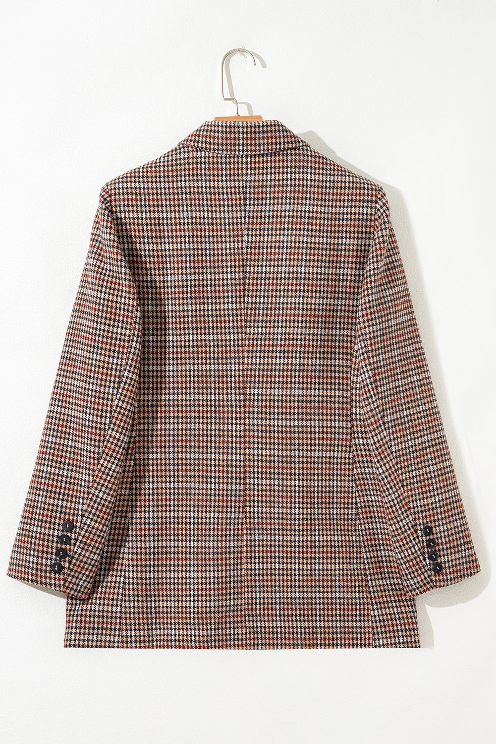 Brown Houndstooth Lapel Collar Blazer | Femstylo