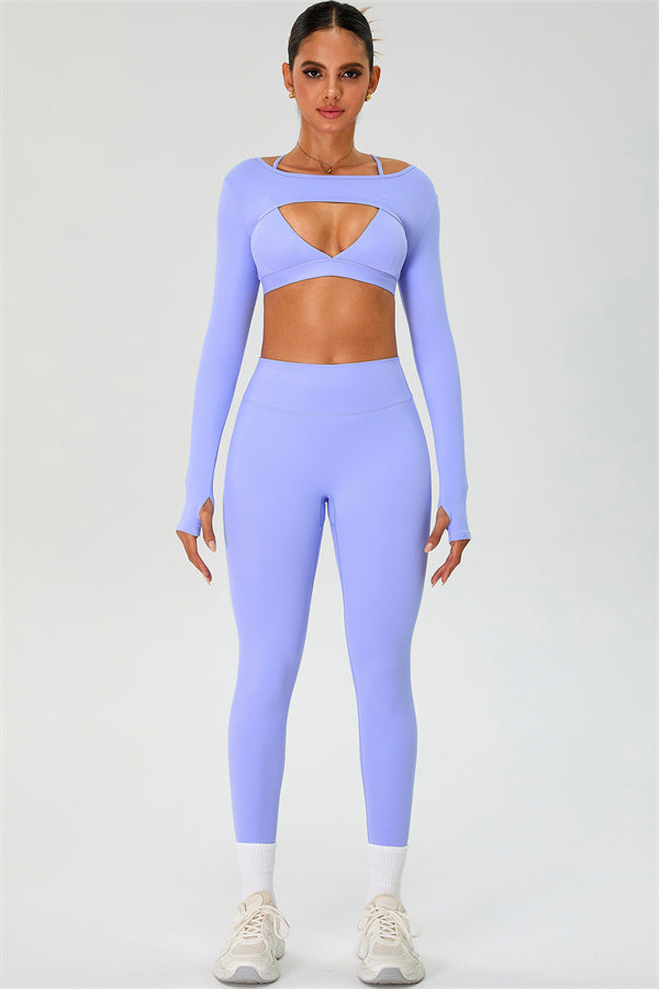 The Ember Sports Bra Crop Top Leggings 3-Piece Set