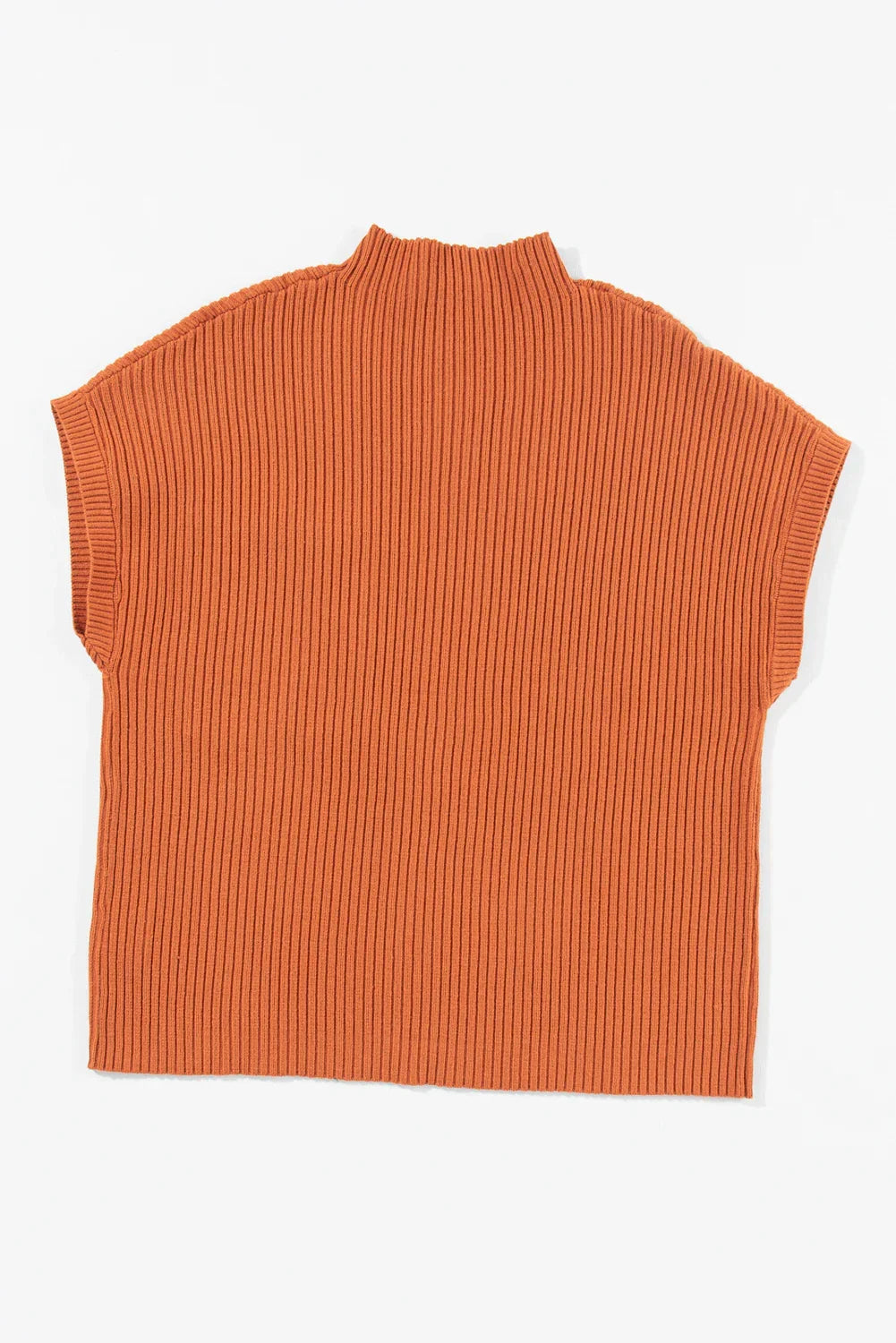 Gold Flame Patch Pocket Ribbed Knit Short Sleeve Sweater