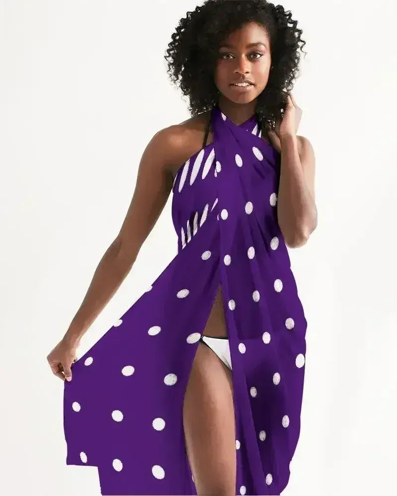 Sheer Purple Dotted Style Swim Cover Up