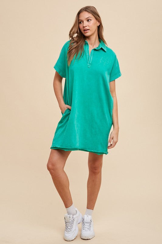 Turquoise Short Sleeve Dress Casual and Comfortable Dress For Women