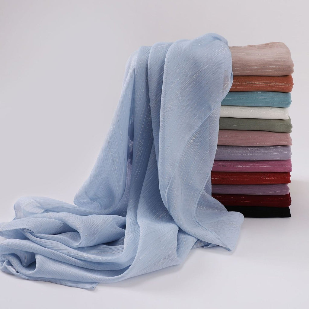 Effortless Grace Scarf Silver Crinkle Chiffon Hijab (MH153)