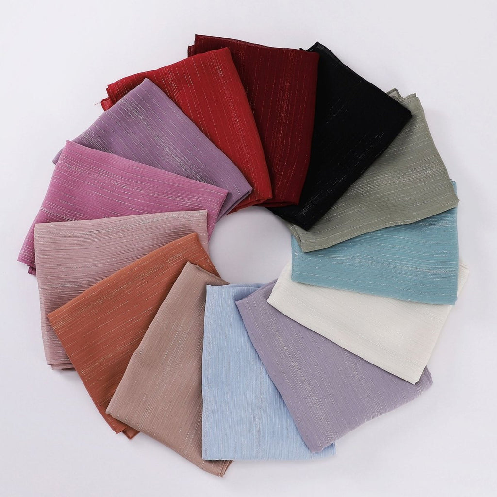 Effortless Grace Scarf Silver Crinkle Chiffon Hijab (MH153)