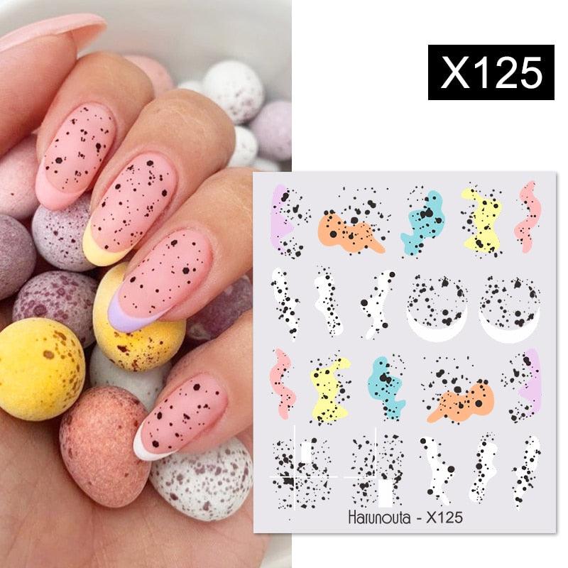 Egg Shell French Lines Water Decals Sticker Geometric Flowers Leaves Bubble Design Slider For Manicuring Nail Art Manicure Lips Nail Art Decorations Slider Nail Art Stickers Decals Nail Art Supplies Valentines Day 3D Self-Adhesive Nail Decorations