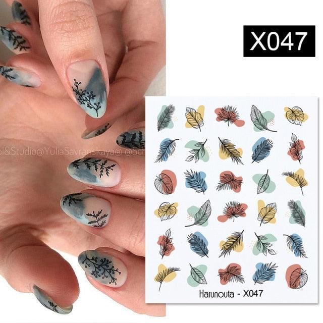 Egg Shell French Lines Water Decals Sticker Geometric Flowers Leaves Bubble Design Slider For Manicuring Nail Art Manicure Lips Nail Art Decorations Slider Nail Art Stickers Decals Nail Art Supplies Valentines Day 3D Self-Adhesive Nail Decorations