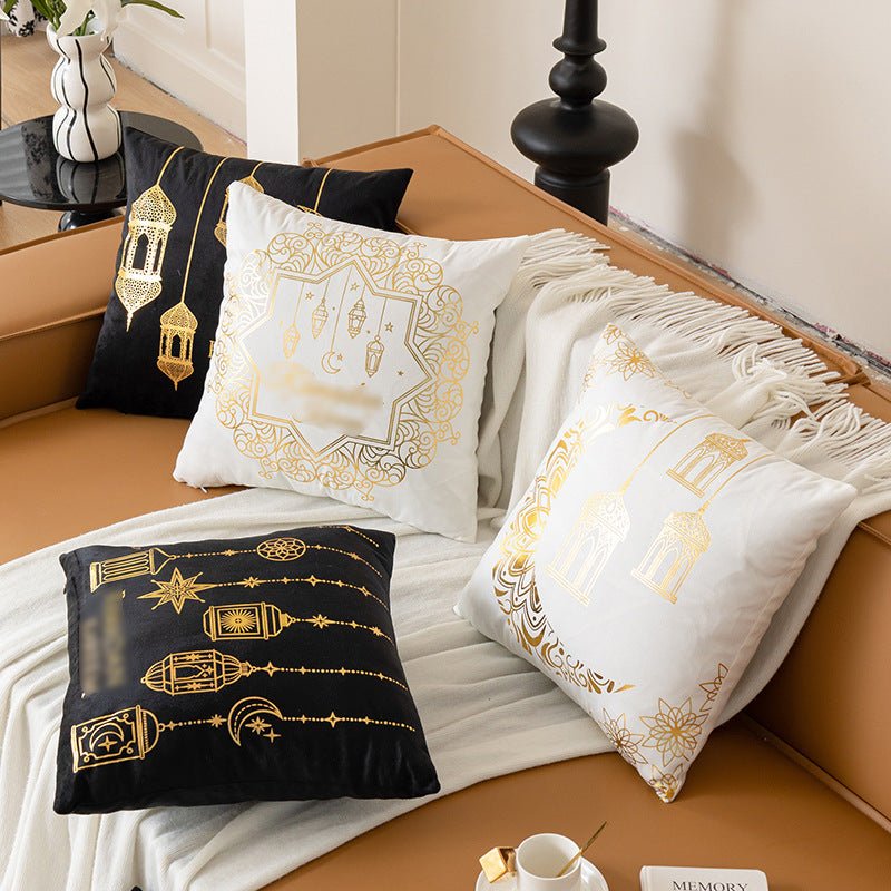 Eid Moon Hot Stamped Short Plush Pillow Cover (MR076)