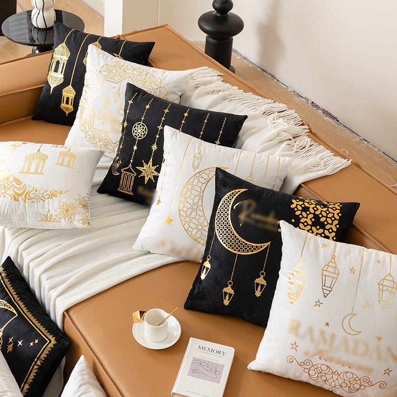 Eid Moon Hot Stamped Short Plush Pillow Cover (MR076)