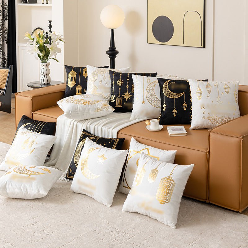 Eid Moon Hot Stamped Short Plush Pillow Cover (MR076)