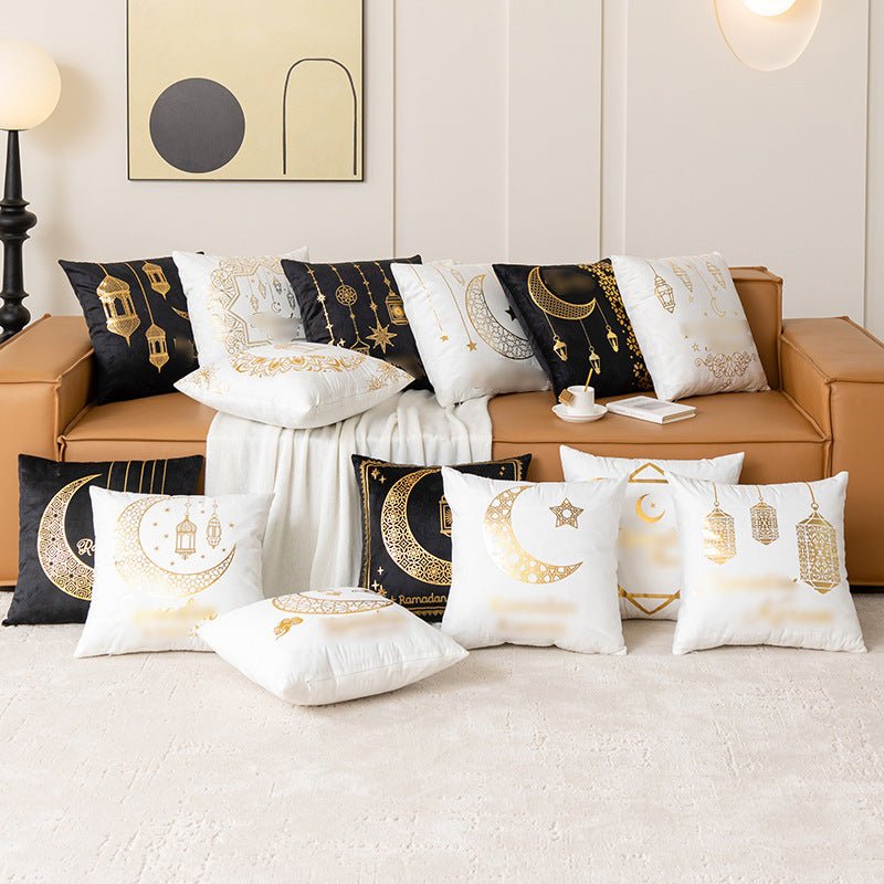 Eid Moon Hot Stamped Short Plush Pillow Cover (MR076)