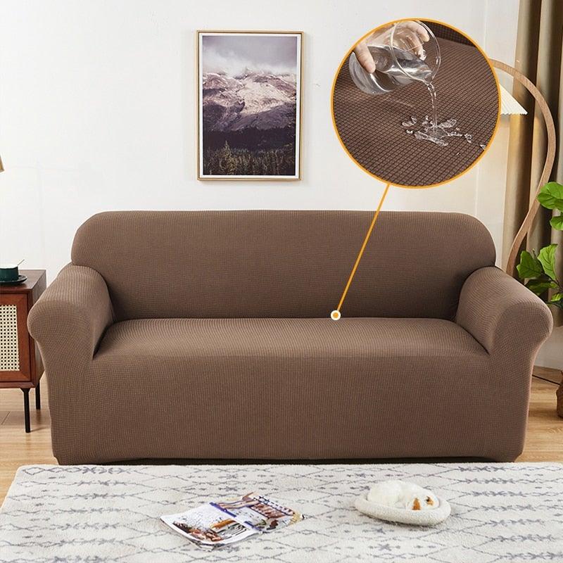 Elastic Waterproof Sofa Cover Plain Color Stretch Sofa Covers for Living Room Slipcover Couch Cover Furniture Protector Sofa Covers Non Slip Sofa Slipcovers with Elastic Hem Living Room Furniture Protector