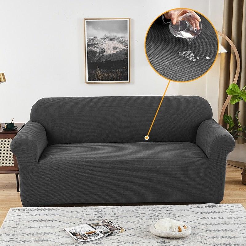Elastic Waterproof Sofa Cover Plain Color Stretch Sofa Covers for Living Room Slipcover Couch Cover Furniture Protector Sofa Covers Non Slip Sofa Slipcovers with Elastic Hem Living Room Furniture Protector