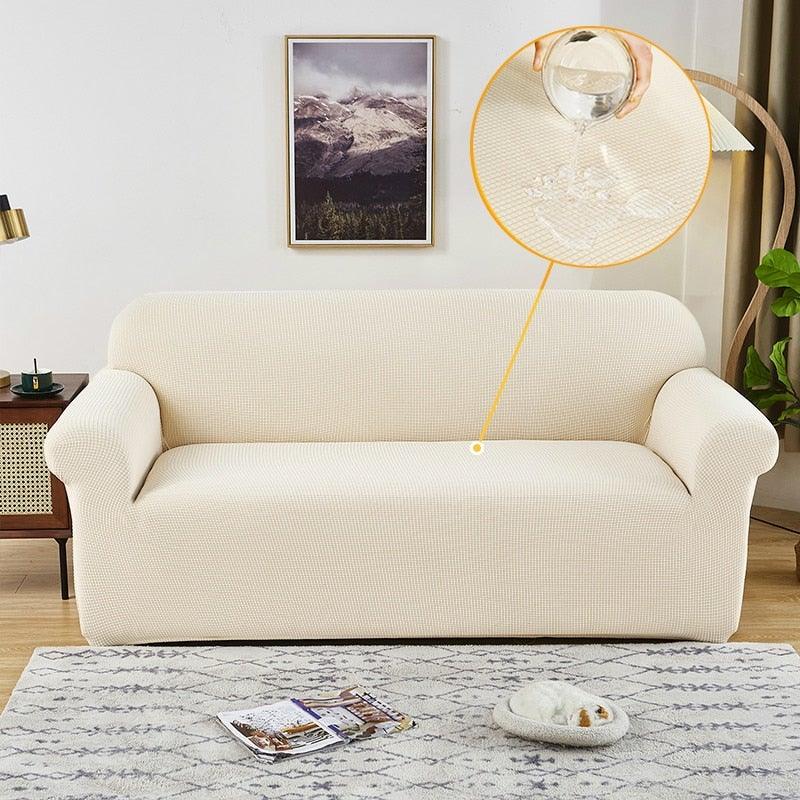 Elastic Waterproof Sofa Cover Plain Color Stretch Sofa Covers for Living Room Slipcover Couch Cover Furniture Protector Sofa Covers Non Slip Sofa Slipcovers with Elastic Hem Living Room Furniture Protector