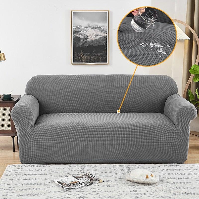 Elastic Waterproof Sofa Cover Plain Color Stretch Sofa Covers for Living Room Slipcover Couch Cover Furniture Protector Sofa Covers Non Slip Sofa Slipcovers with Elastic Hem Living Room Furniture Protector
