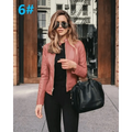Elegance Autumn And Winter New Solid Color Jacket For Women's PU Leather Warmth Fashion Long-Sleeved Jacket For Women