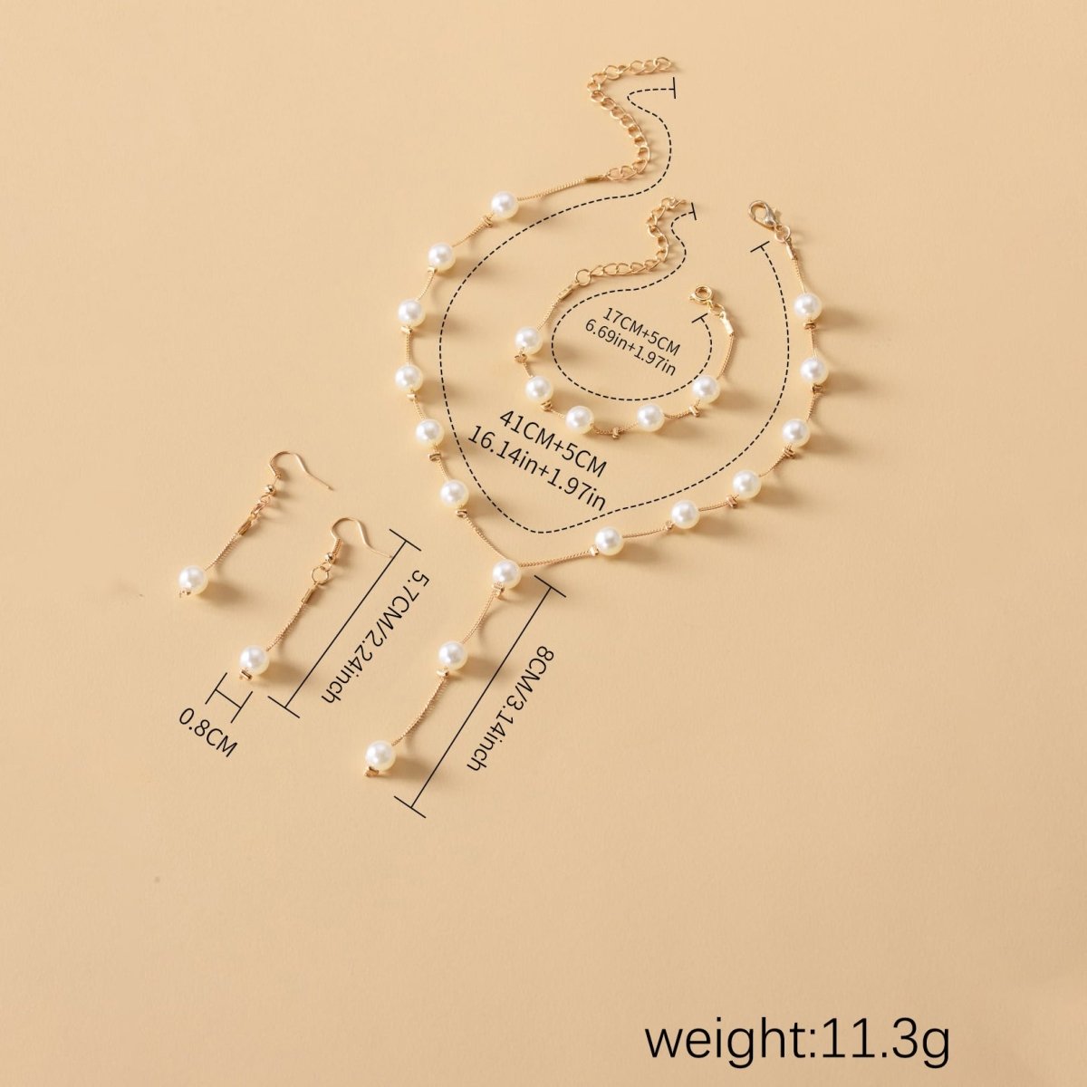 Elegance Pearl Earrings & Necklace Ensemble (MAC313)