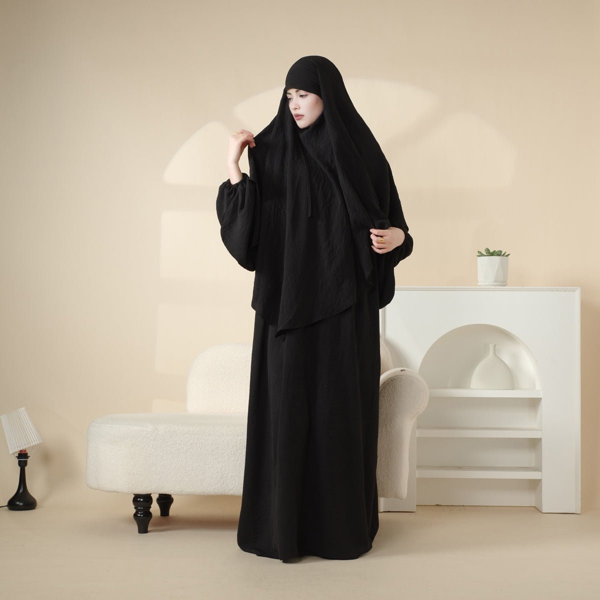 Elegant 2-Piece Crepe Abaya & Khimar Set (MK008)