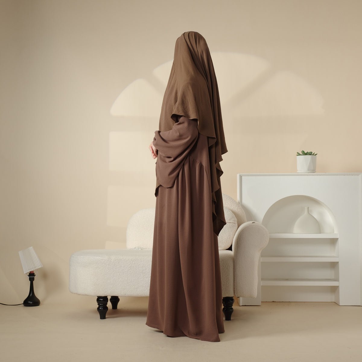 Elegant 2-Piece Crepe Abaya & Khimar Set (MK008)