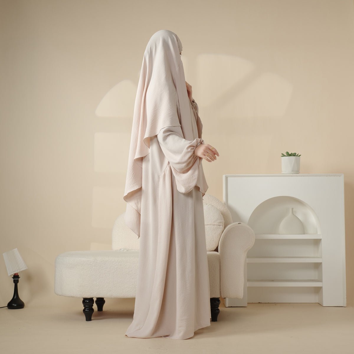 Elegant 2-Piece Crepe Abaya & Khimar Set (MK008)