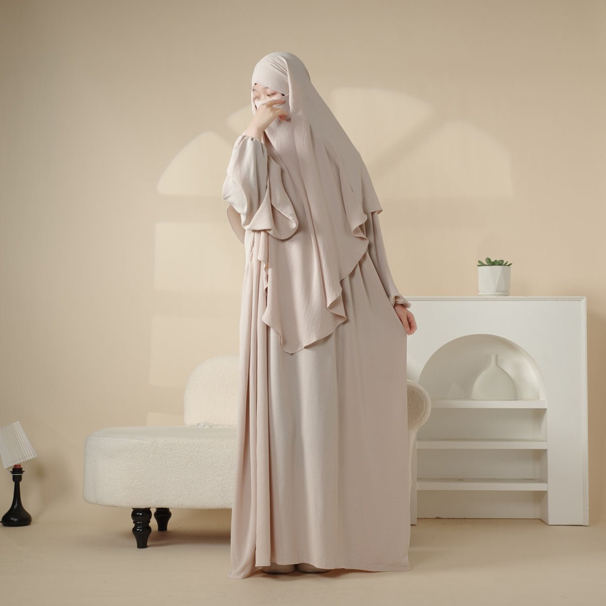 Elegant 2-Piece Crepe Abaya & Khimar Set (MK008)