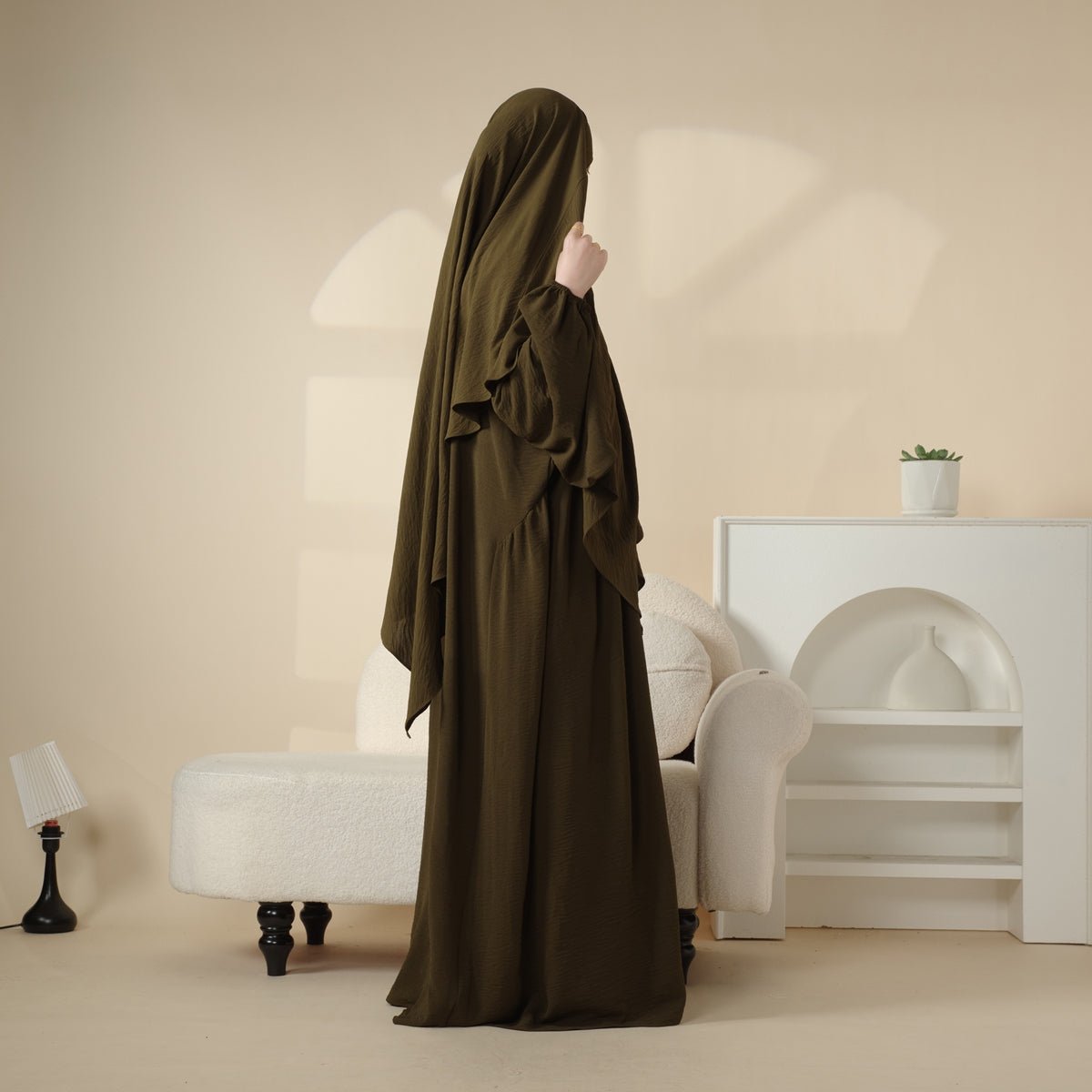 Elegant 2-Piece Crepe Abaya & Khimar Set (MK008)