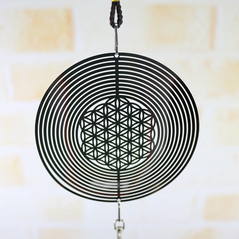 Elegant 3D Metal Hanging Wind Hanging Spinners Spiral Wind Chimes Wind Sculptures With Gazing Ball Spiral Tail Stainless Steel Spin Decor For Indoor Outdoor Spinner Wind Chime With Spiral Tail Ball Center Home Decor