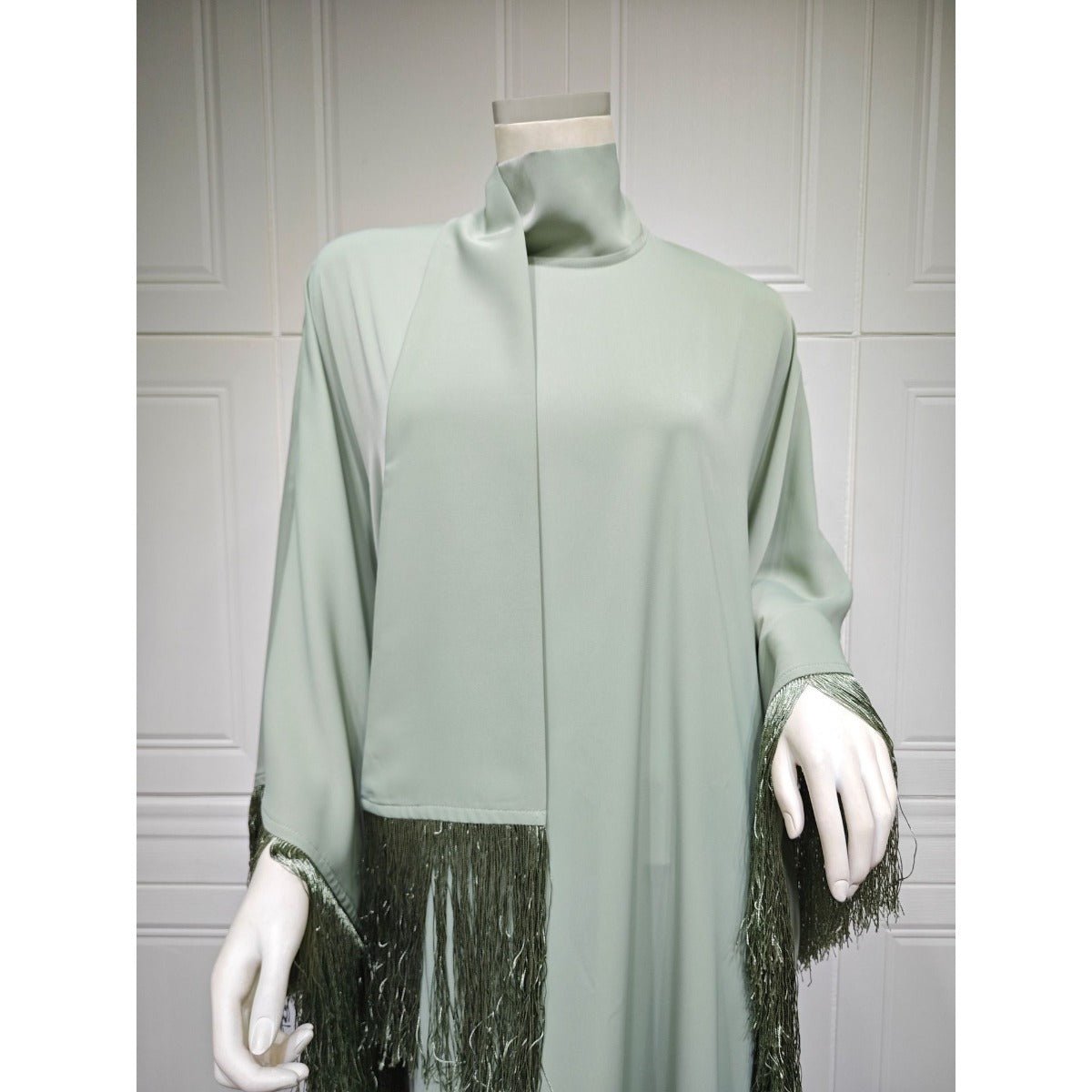 Bat Sleeve Tassel Kaftan | Party Dress with Flowy Fringe Details (MA288)