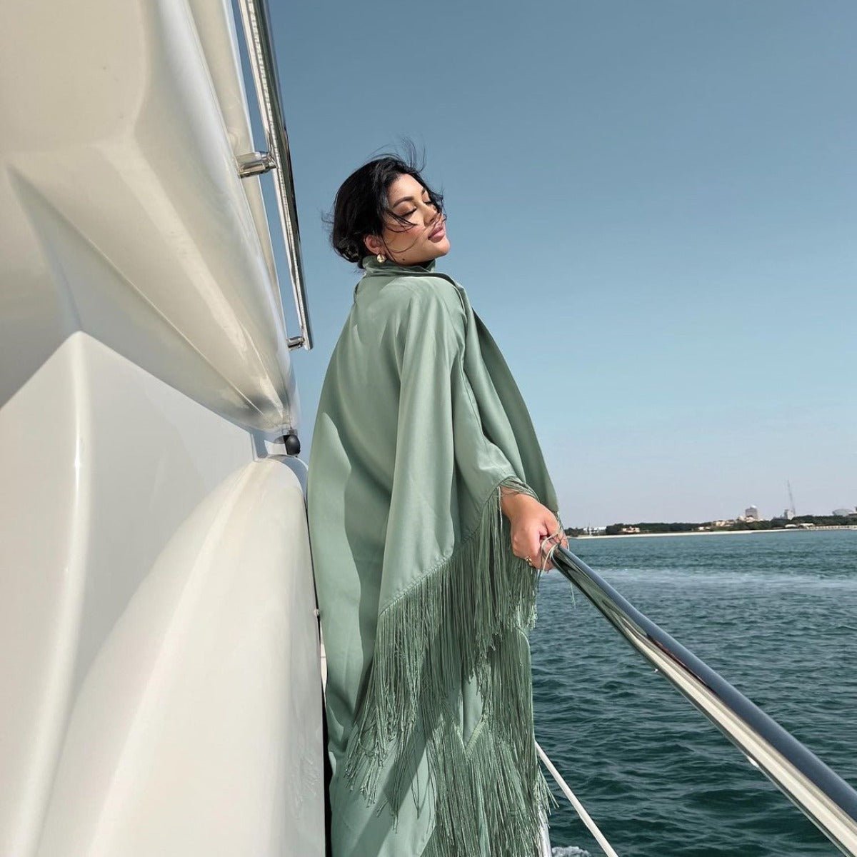 Bat Sleeve Tassel Kaftan | Party Dress with Flowy Fringe Details (MA288)