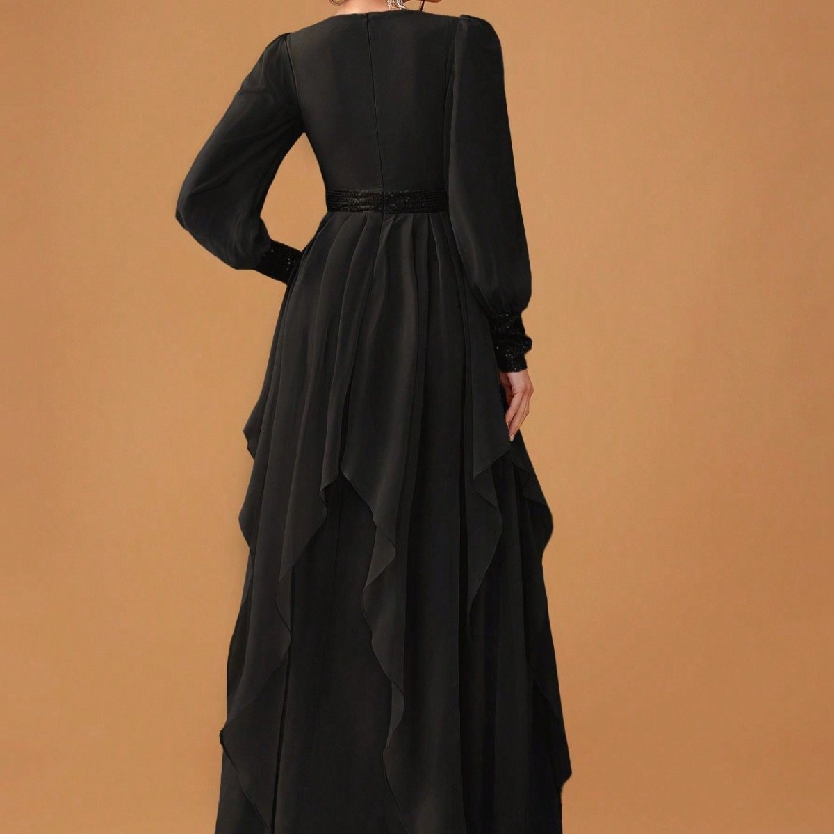 Elegant Chiffon Abaya with Draped Skirt (MS291)