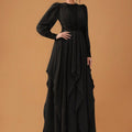 Elegant Chiffon Abaya with Draped Skirt (MS291)