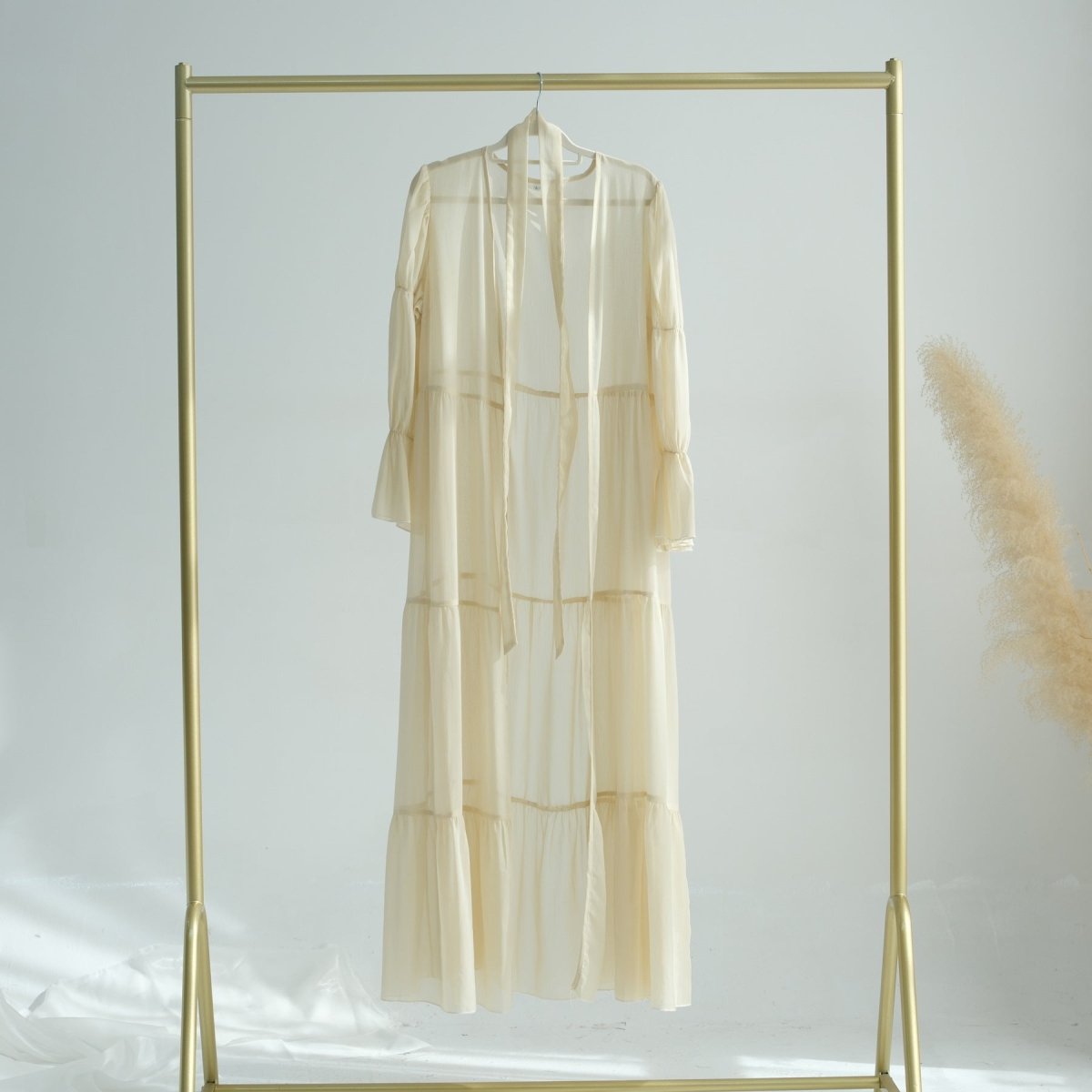 Elegant Chiffon Wrinkle Abaya | Three-Piece Set Modest Muslim Chiffon Abaya (MOA155)